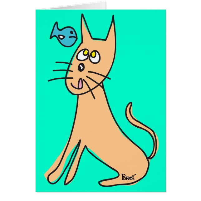 Cartão vazio do gato & dos peixes (Frente)