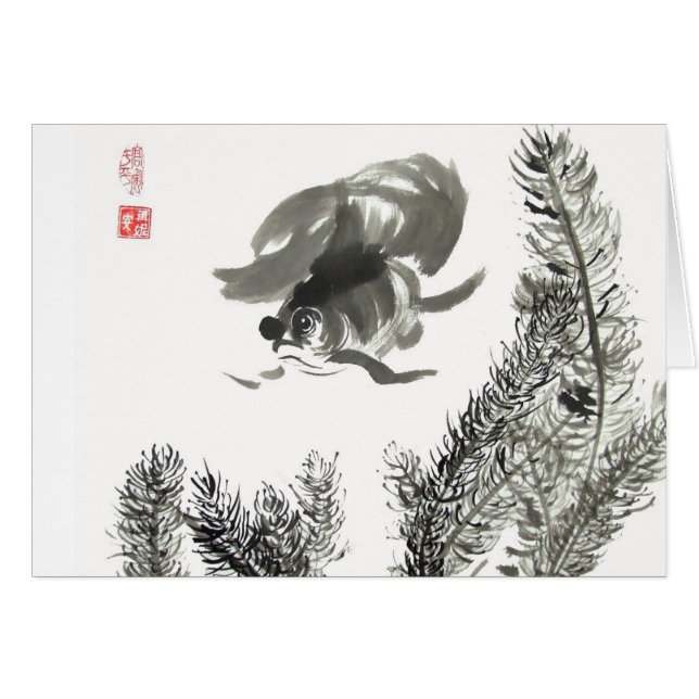 Cartão vazio do peixe dourado do Fantail (Frente Horizontal)