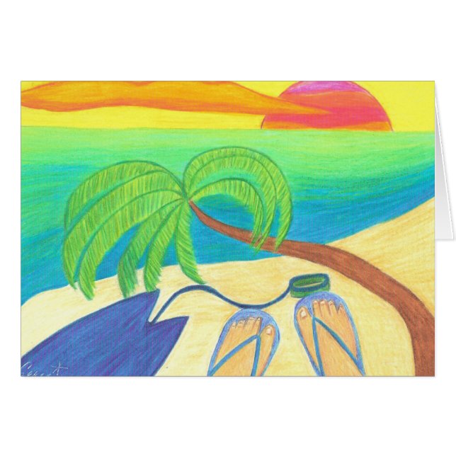 Cartão VAZIO do por do sol do surfista (Frente Horizontal)