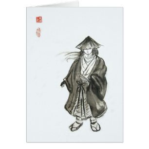 Cartão vazio do samurai do lobo solitário