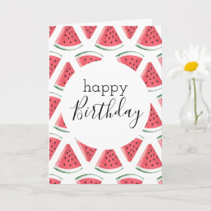 Cartão Vazio Feliz Aniversário Prato de Melancia Melancia