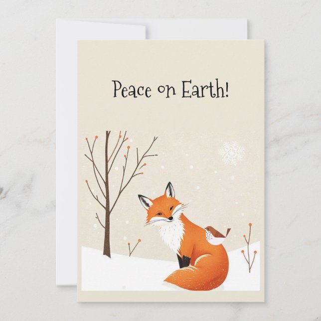 Cartão Vazio Peace Earth Minimizador Fox Bird Animal (Frente)