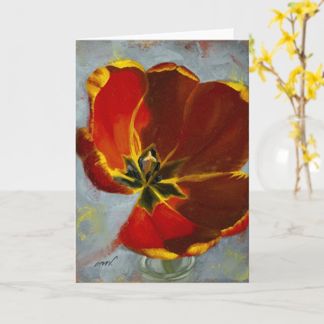 Cartão Vazio Red Tulip Saudação e Notecard (Flor Amarela)