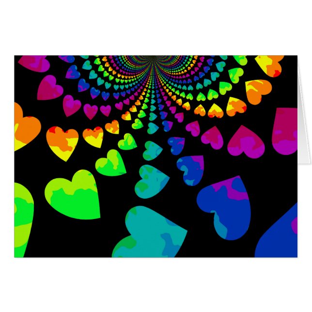 Cartão Vazio retrô-arco-íris sempre (Frente horizontal)