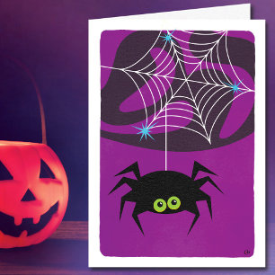 Cartão Vazio Roxo Moderno de Aranha Halloween