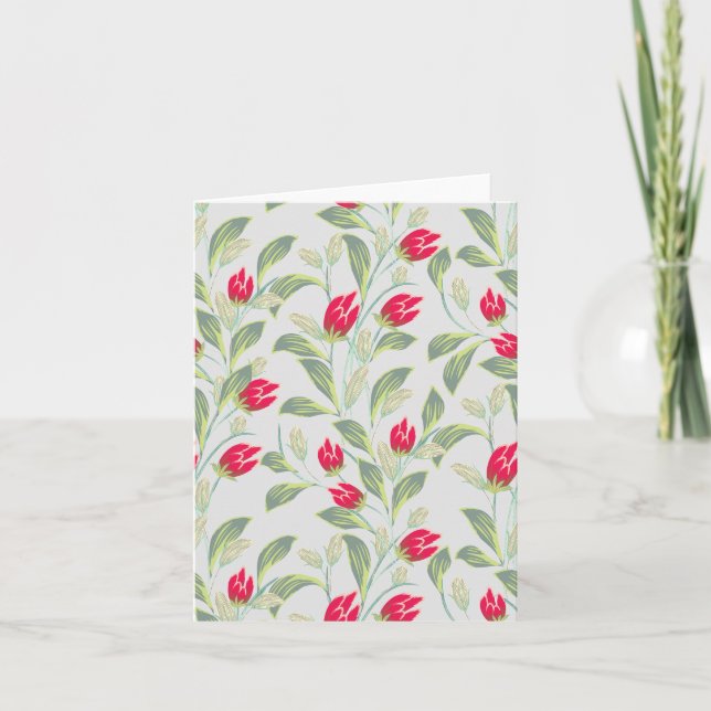 Cartão Vazio Tulipas Flores Notecard, Elegante Floral (Frente)