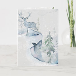 Cartão Veado de Aquarela no Cliff