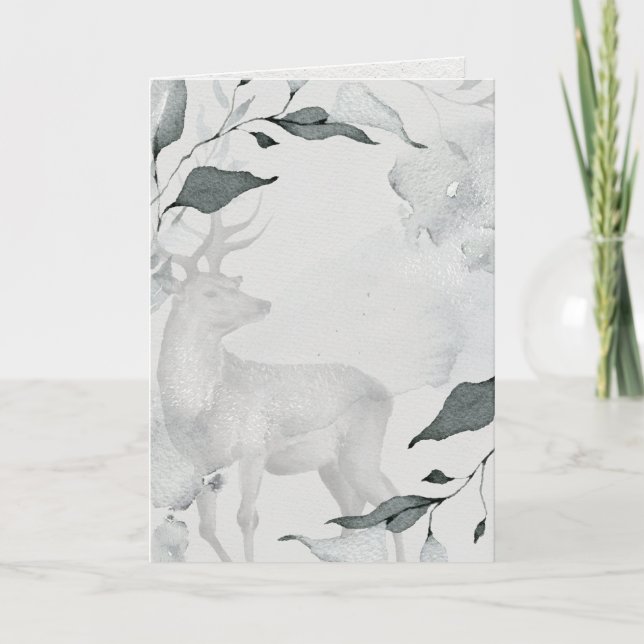 Cartão Veado Pacífico Rustic Watercolor (Frente)