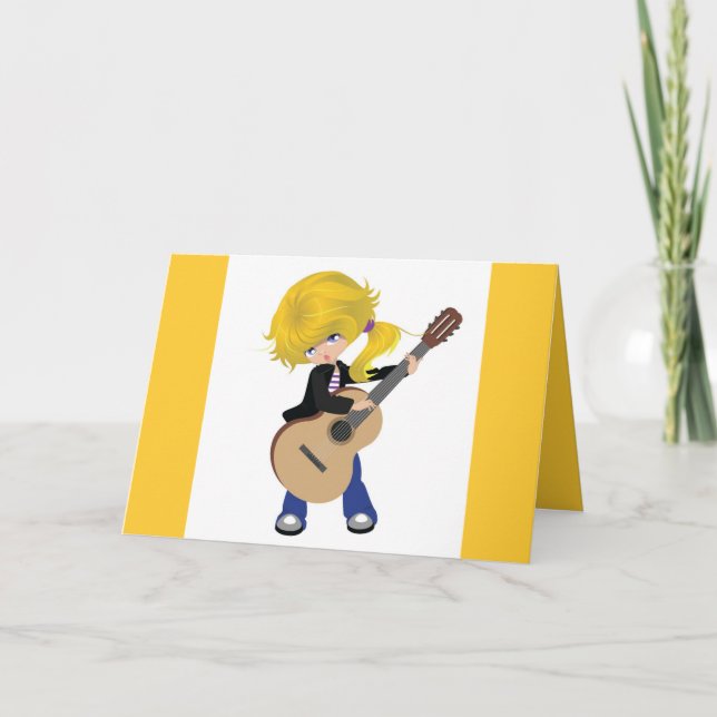 Cartão vectorstock_507105 Cute blonde girl guitar rock (Frente)