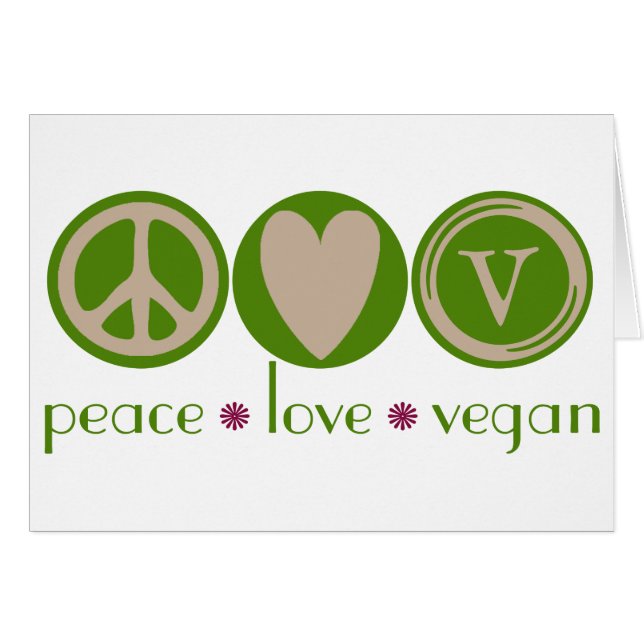 Cartão Vegan do amor da paz (Frente Horizontal)