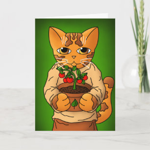 Cartão Vegan Gardener Cat
