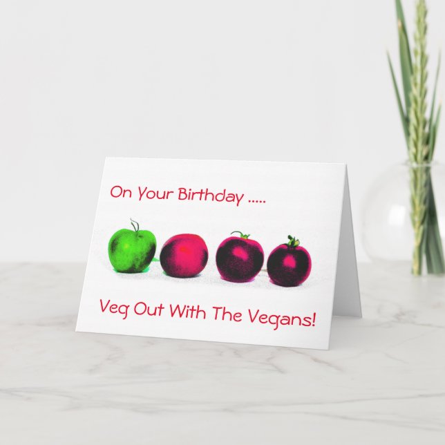 Cartão Vegan Tomato Birthday (Frente)