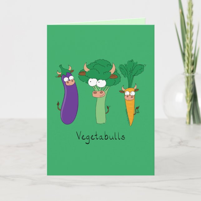 Cartão VegetaBULLS Vegetable Bulls Funny Greeting Card (Frente)