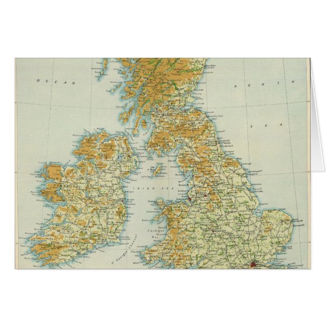 Cartão vegetação e mapa climático das Ilhas Britânicas (Frente Horizontal)