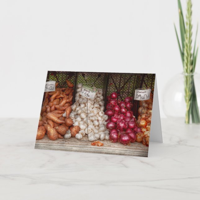 Cartão Vegetal - Batatas doces, alho e cebolas (Frente)