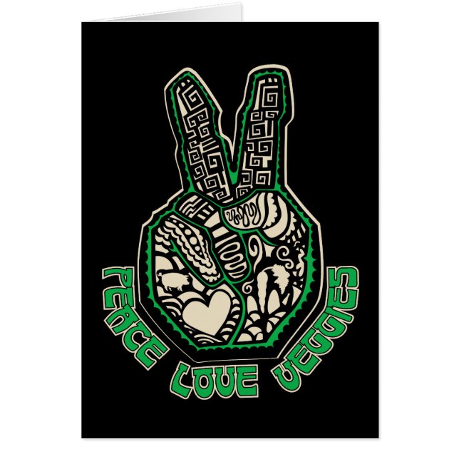 Cartão Vegetarianos do amor da paz (Frente)