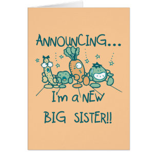 Cartão Veggies Engraçados Nova Irmã