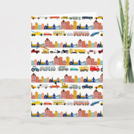 Cartão Veículos de Transporte Urbano Caminhões Carros Cri