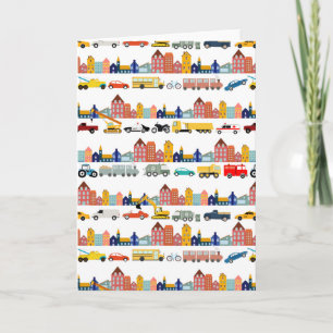 Cartão Veículos de Transporte Urbano Caminhões Carros Cri