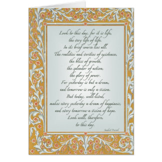 Cartão Veja este dia Sanskrit Proverb