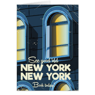 Cartão Veja o pôster de viagem do bom e velho Nova York