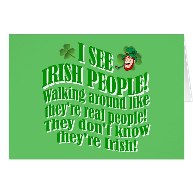 Cartão Vejo pessoas irlandesas (Frente Horizontal)