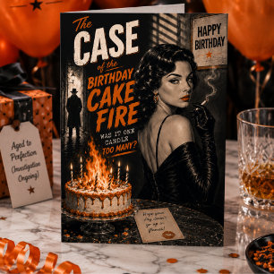 Cartão Vela de Aniversário de Filme Noir em Chamas Aniver
