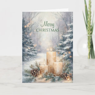 Cartão Vela Floresta Rústica Natal 