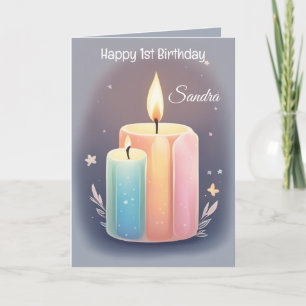 Cartão Velas Coloridas Atraídas Feliz Aniversário