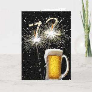 Cartão Velas de 72º Aniversário com Caneca de Cerveja