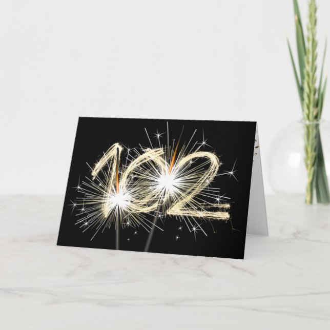 Cartão Velas de aniversário de 102 anos em preto (Frente)