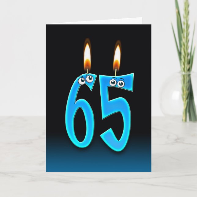 Cartão Velas de aniversário de 65 anos (Frente)