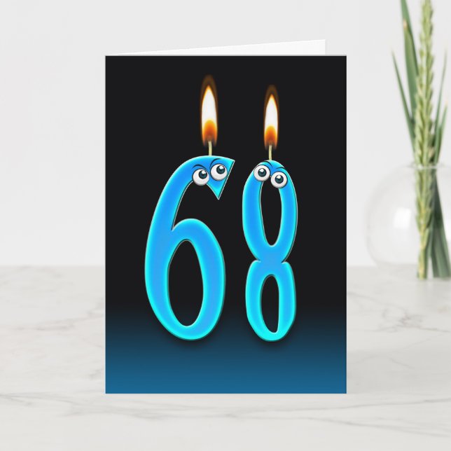 Cartão Velas de aniversário de 68 anos (Frente)