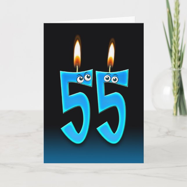 Cartão Velas de aniversário do 55º (Frente)