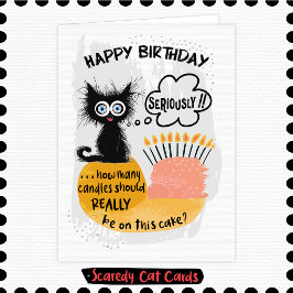 Cartão Velas de Aniversário do Gato Medroso
