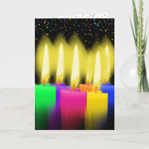 Cartão Velas de aniversário e Confetti em preto