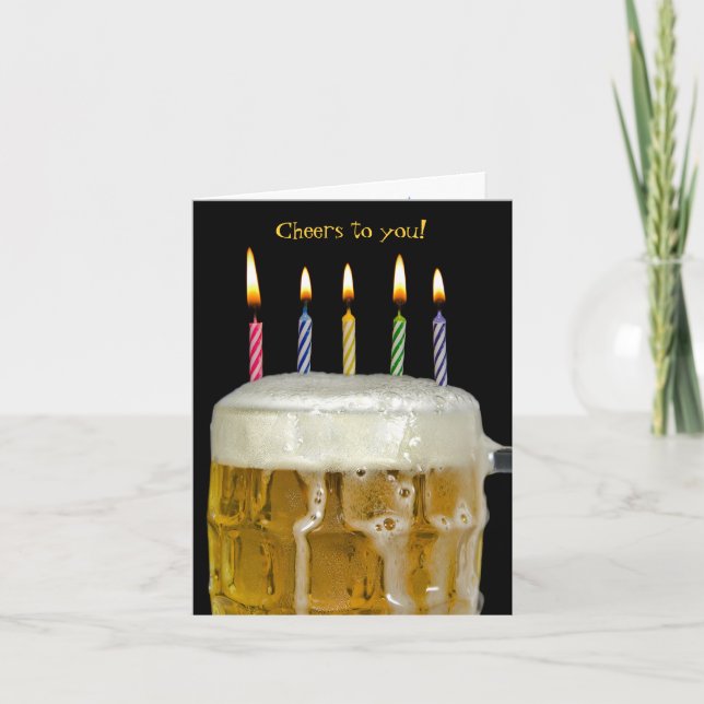 Cartão Velas de aniversário em cerveja (Frente)
