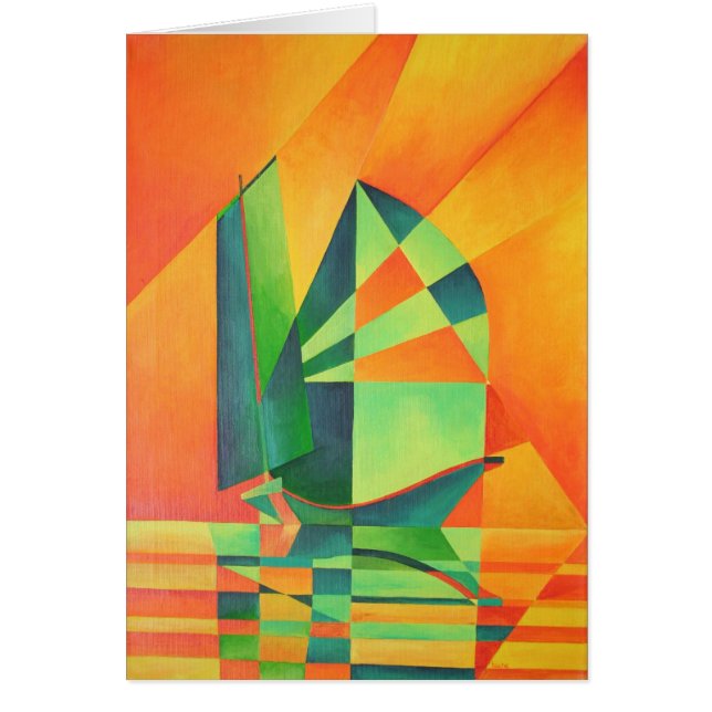 Cartão Velas de lixo chinês em laranja e verde (Frente)