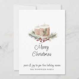 Cartão Velas de Natal em Aquarela Minimalista Moderna & P