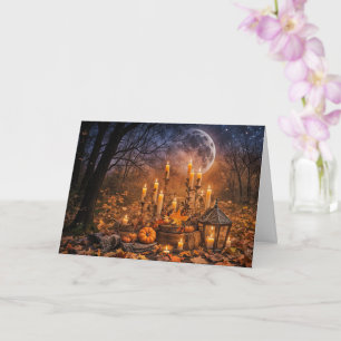 Cartão Velas de Samhain e Luar de Lanterna ao Ar Livre Mí