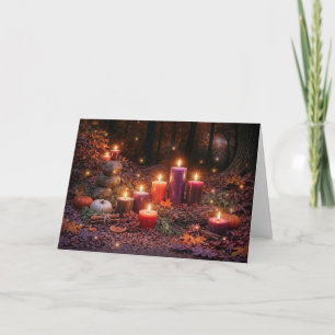 Cartão Velas de Samhain Pedra em uma Floresta