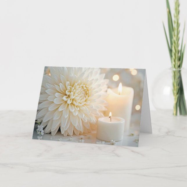 Cartão Velas De Simpatia Com Chrysanthemum Branco (Frente)