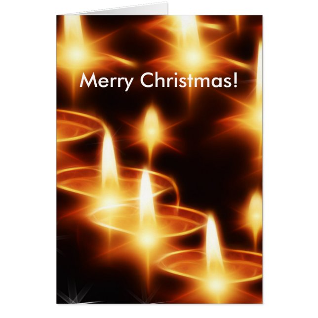 Cartão Velas Luzes Noite Escura Noite Feliz Natal (Frente)