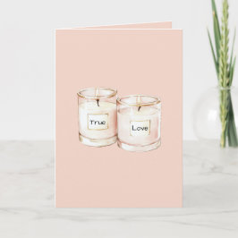 Cartão Velas Rosa Bege Amor Verdadeiro