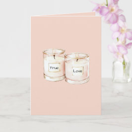 Cartão Velas Rosa Bege Amor Verdadeiro