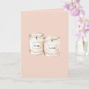 Cartão Velas Rosa Bege Amor Verdadeiro