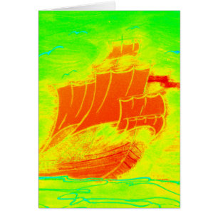 Cartão veleiro fluorescente