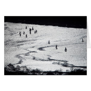 Cartão Veleiros na silhueta, bacia de Charles River,