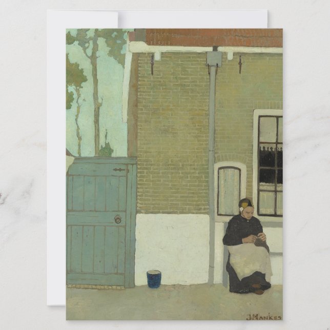 Cartão Velha holandesa em frente à sua casa (Jan Mankes) (Frente)