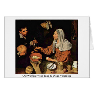 Cartão Velha Mulher Fritando Ovos Por Diego Velazquez